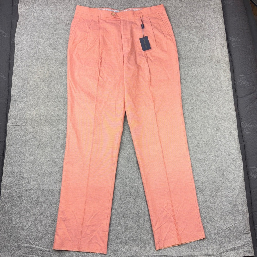 Gitman Bros Sport Pants Mens 40 Salmon Pink Gingham Check Trousers Italy NEW